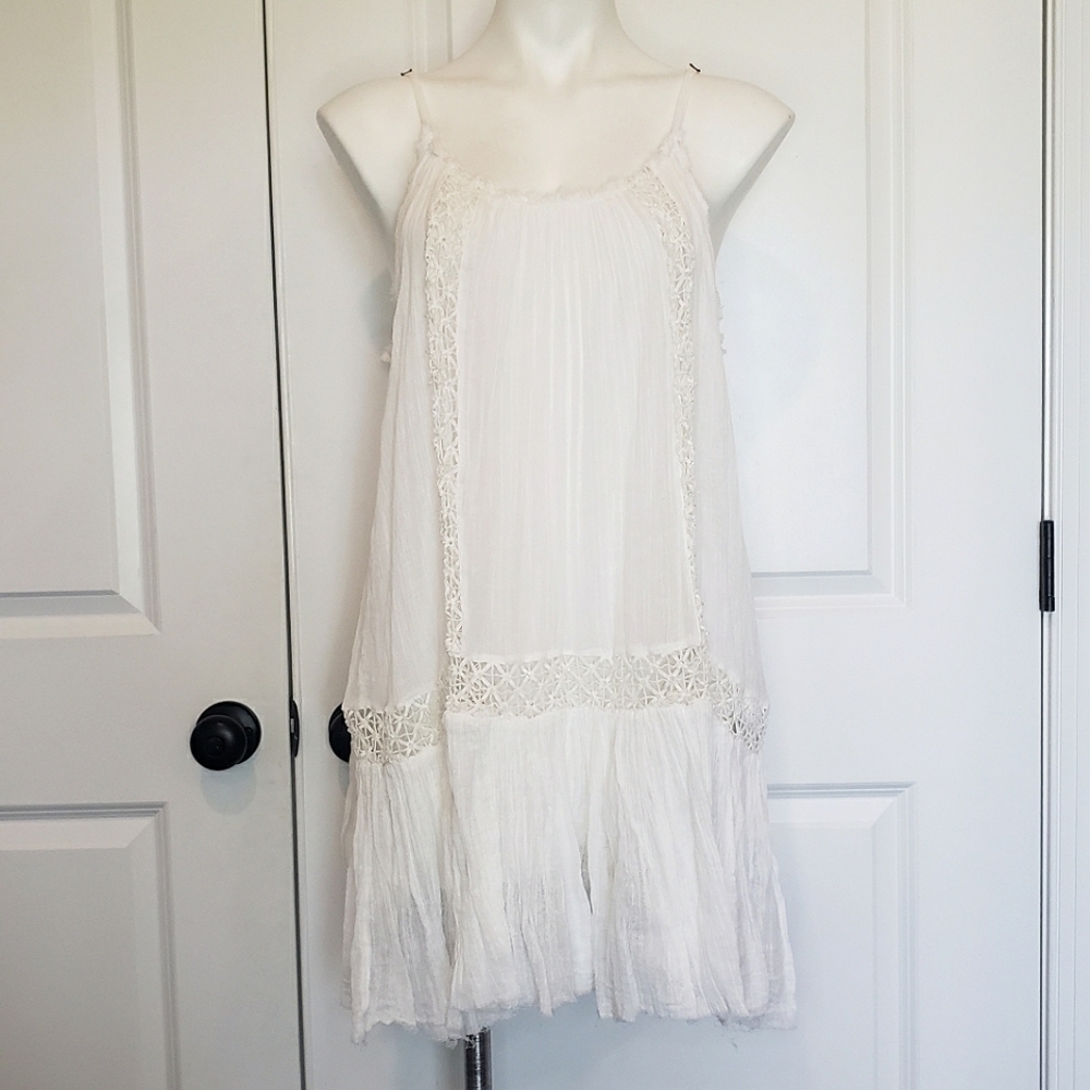 Elegant White Lace Trim Dress